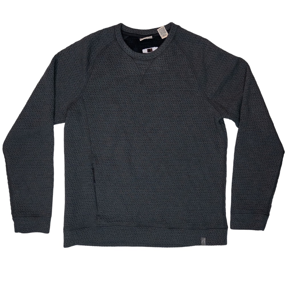 L.L. Bean Sweatshirt Mens Medium Gray Good Textured Waffle Crewneck 523254